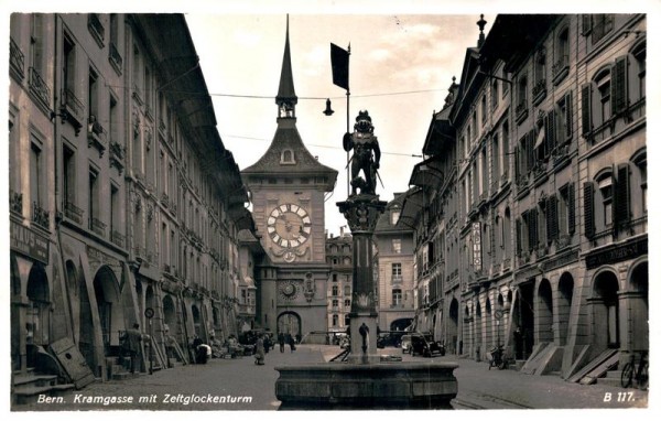 Bern, Kramgasse mit Zeitglockenturm Vorderseite