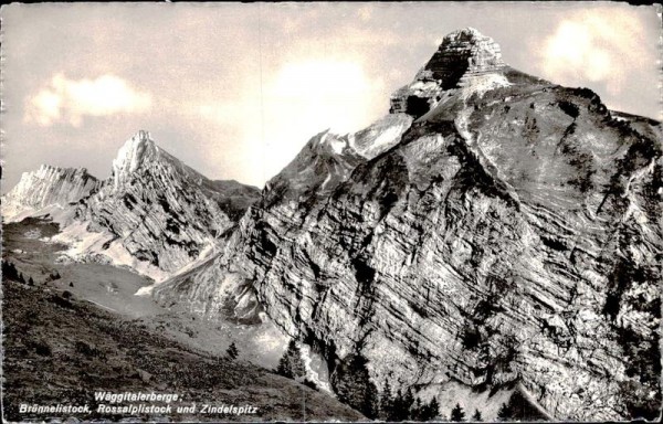 Wäggitalerberg Brünnelistock, Rossalplistock und Zindelspitz Vorderseite