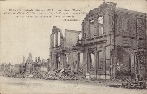 Revigny, Ruines de l'Hôtel de Ville, 1914