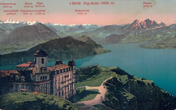 Rigi-Kulm, Pilatus und die Berner Alpen Vorderseite