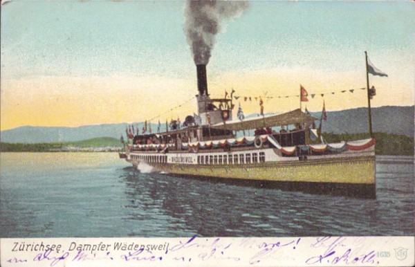 Zürichsee, Damfer Wädenswil. 1908