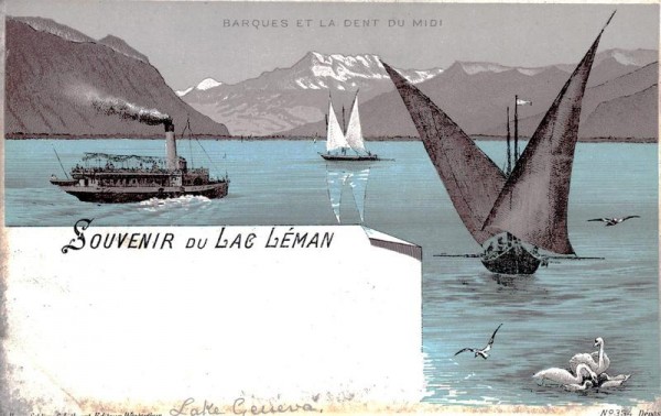 Souvenir du Lac Léman, Barques et la dent du midi Vorderseite