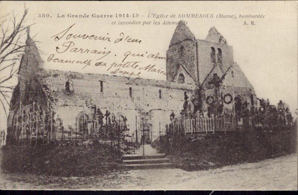 Sommesous, bombardée