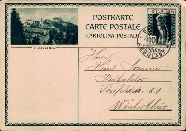 Postkarte Einladung in den Sternen Räterschen 1930 Vorderseite