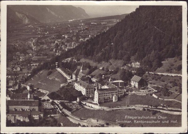 Fliegeraufnahme Chur. Seminar Kantonsschule und Hof