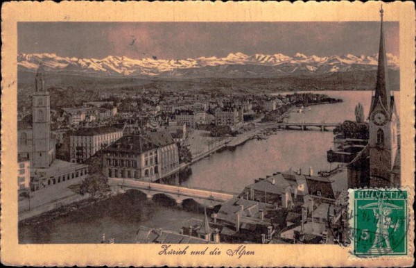 Zürich und die Alpen Vorderseite