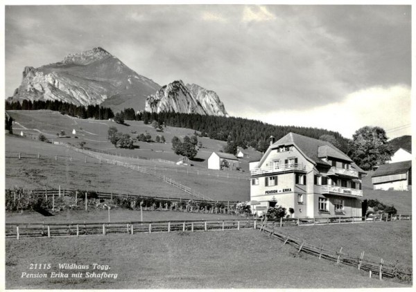 Wildhaus, Pension Erika mit Schafberg Vorderseite