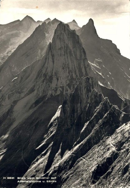 Blick vom Schäfler auf Altenalptürme u. Säntis. 1944 Vorderseite