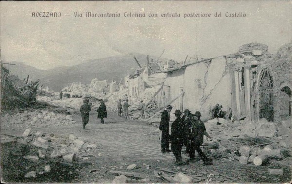 Avezzano, nach dem grossen Erdbeben 1915 Vorderseite