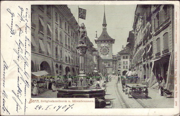 Bern - Zeitglockenturm und Bärenbrunnen