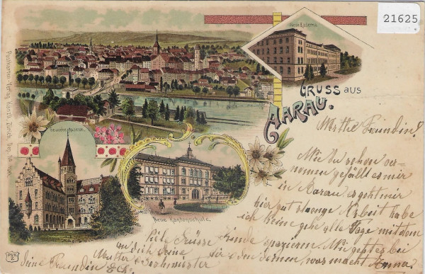 Gruss aus Aarau - farbige Litho 1900