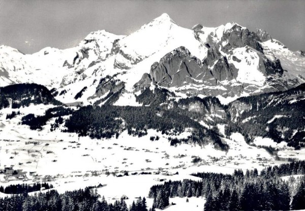 Lisighaus-Wildhaus. Obertoggenburg mit Schafberg und Säntis Vorderseite