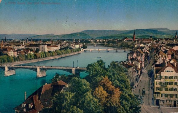 Basel. Die drei Rheinbrücken. 1934 Vorderseite