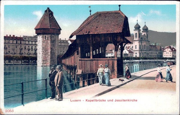 Luzern - Kapellbrücke und Jesuitenkirche Vorderseite