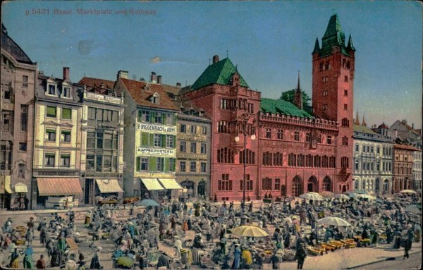Basel/Marktplatz und Rathaus Vorderseite