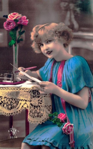 Mädchen beim Schreiben, 1930 Vorderseite