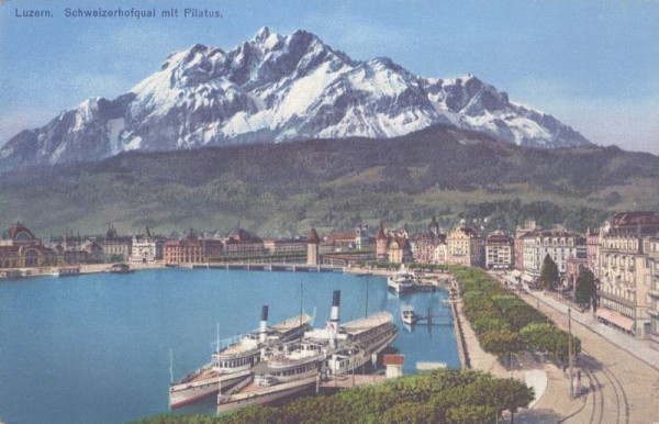 Luzern, Schweizerhofquai mit Pilatus