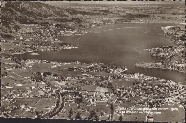 Blick vom Wallbergbahn auf Rottach-Egern, Bad Wiessee und Tegernsee Vorderseite