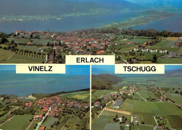 Erlach, Vinelz, Tschugg am Bielersee - Flugaufnahmen Vorderseite