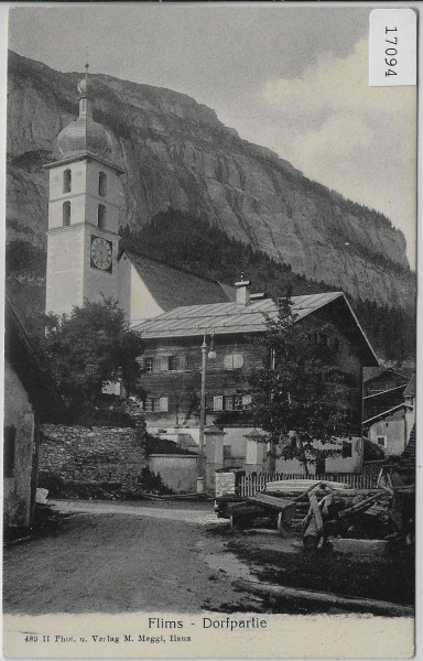 Flims - Dorfpartie mit Kirche