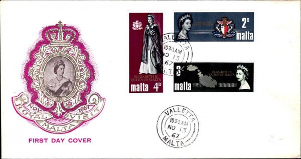 Briefmarken Malta, Royal Visit 1967 Vorderseite