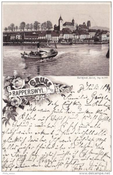 Rapperswyl, Gruss aus- schwarz/weiss Litho - Rapperswil Vorläufer