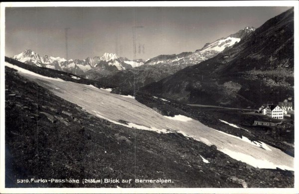 Furka-Passhöhe Blick auf Berneralpen Vorderseite