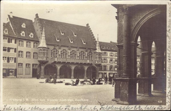 Freiburg i . B. Blick vom Münster nach dem Kaufhaus Vorderseite