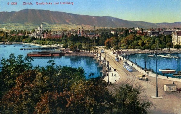 Zürich, Quaibrücke und Uetliberg Vorderseite