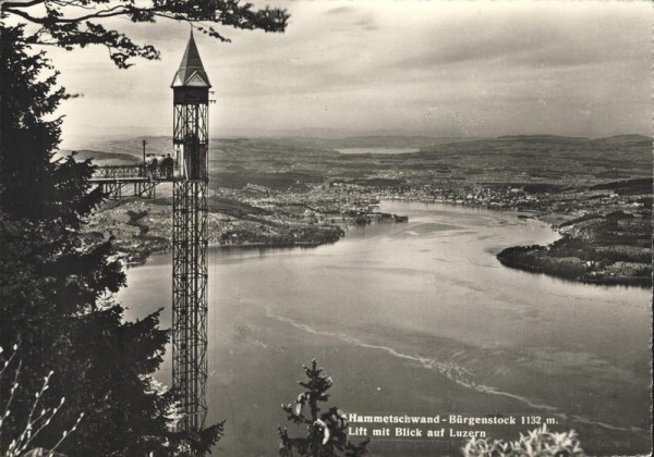 Hammetschwand-Bürgenstock. Lift mit Blick auf Luzern Vorderseite