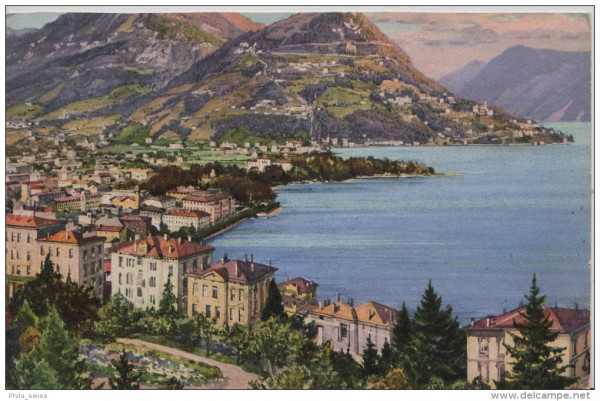 Lugano et le Monte Bre - Steindruck Litho - A. Veronesi