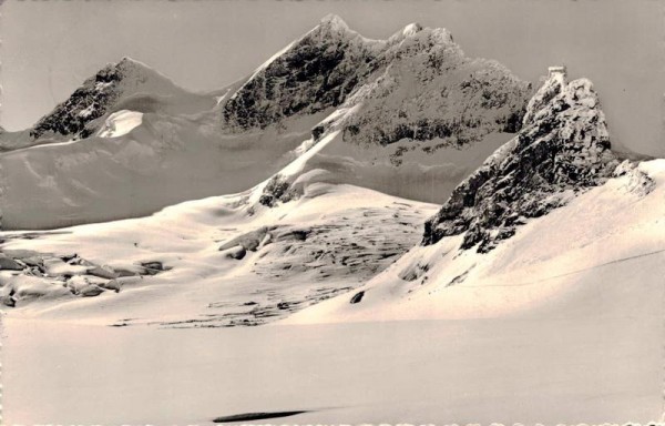 Jungfraujoch, Meteorologische Station a. d. Sphinx mit Jungfrau. 1946 Vorderseite