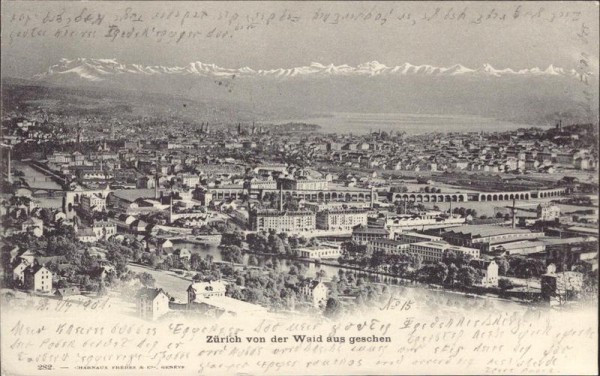 Zürich von der Waid aus geschen Vorderseite