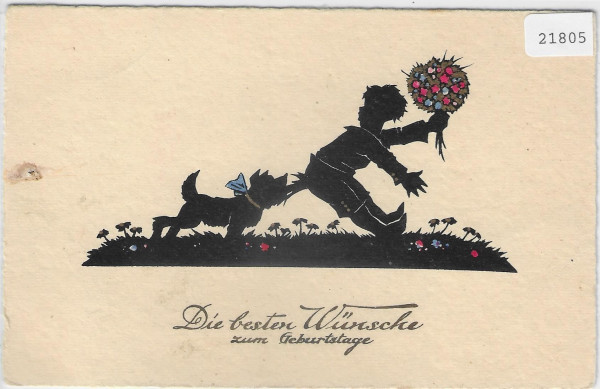 Die besten Wünsche zum Geburtstag - Scherenschnitt Silhouette