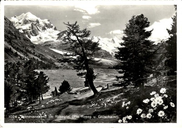 Sommerabend im Rosegtal (Piz Roseg und Glüschaint) Vorderseite