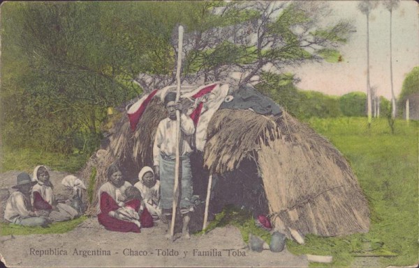 Argentinien, Chaco, toldo y Familia Toba Vorderseite