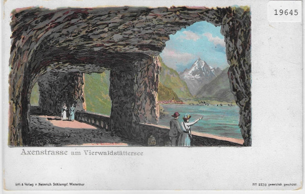 Axenstrasse am Vierwaldstättersee Litho