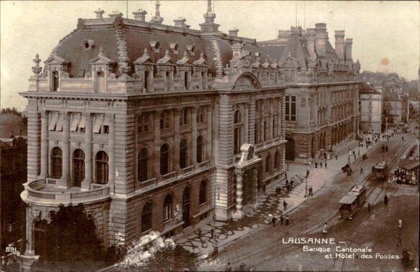 Lausanne - Banque Cantonale et Hotel des Postes Vorderseite