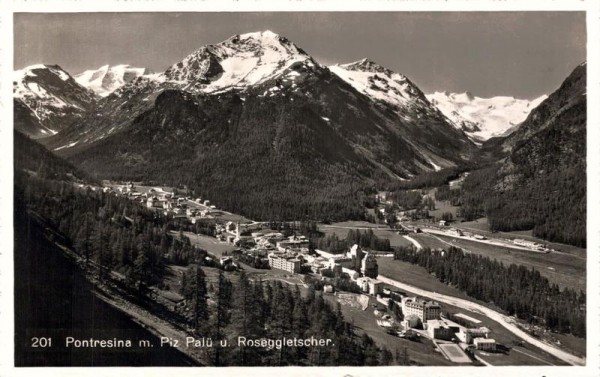 Pontresina m. Piz Palü u. Roseggletscher. 1945 Vorderseite