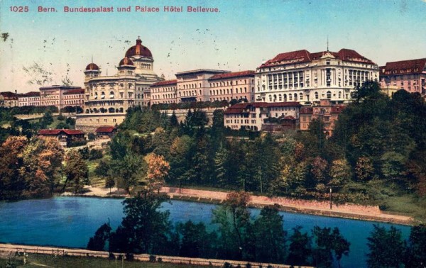 Bern. Bundeshaus und Palace Hôtel Bellevue. 1914 Vorderseite