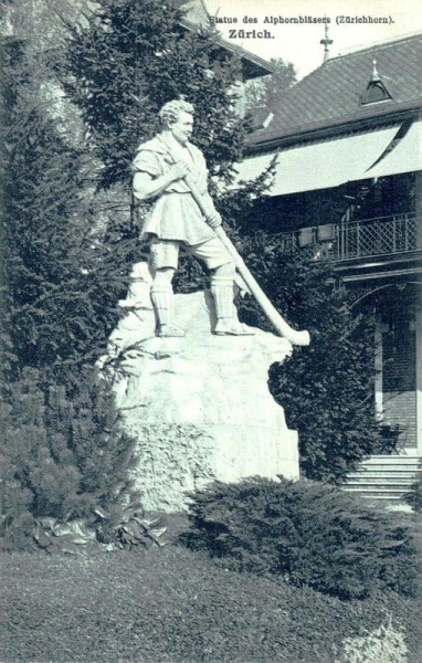 Zürich. Statue des Alphornbläsers, Zürichhorn Vorderseite