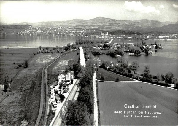 Gasthof Seefeld, Hurden, Freienbach, Flugaufnahme Vorderseite
