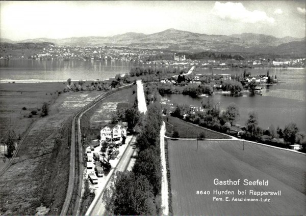 Gasthof Seefeld, Hurden, Freienbach, Flugaufnahme Vorderseite