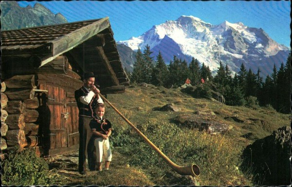 Wengen, Alphornbläserund Sennenbueb Vorderseite