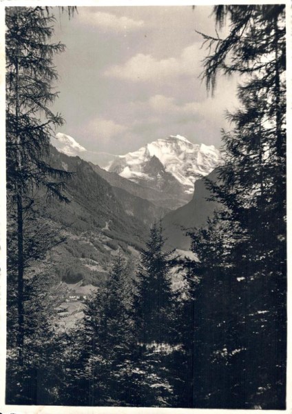 Jungfrau und Mönch, Blick vom Rugenhügel aus Vorderseite
