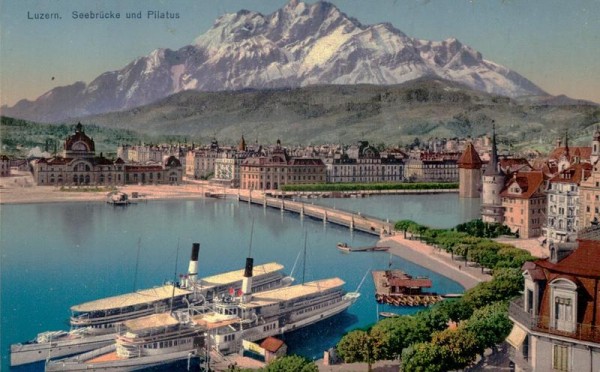 Seebrücke und Pilatus  Vorderseite