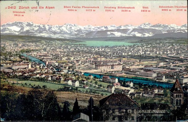 Zürich und die Alpen Vorderseite