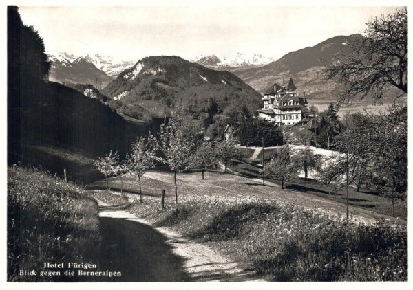 Hotel Fürigen. Blick gegen die Berneralpen. 1938 Vorderseite
