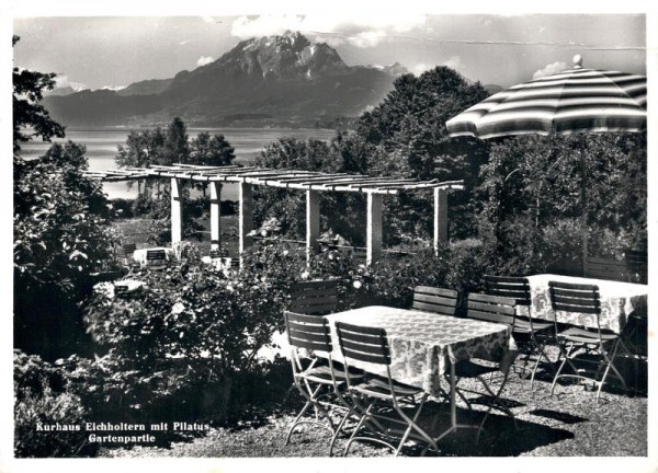 Kurhaus Eichholtern mit Pilatus, Gartenpartie Vorderseite