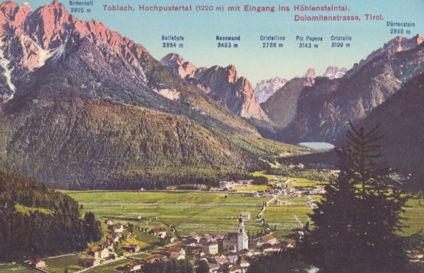 Toblach - Hochpustertal (1220m) mit Eingang ins Höhlensteintal